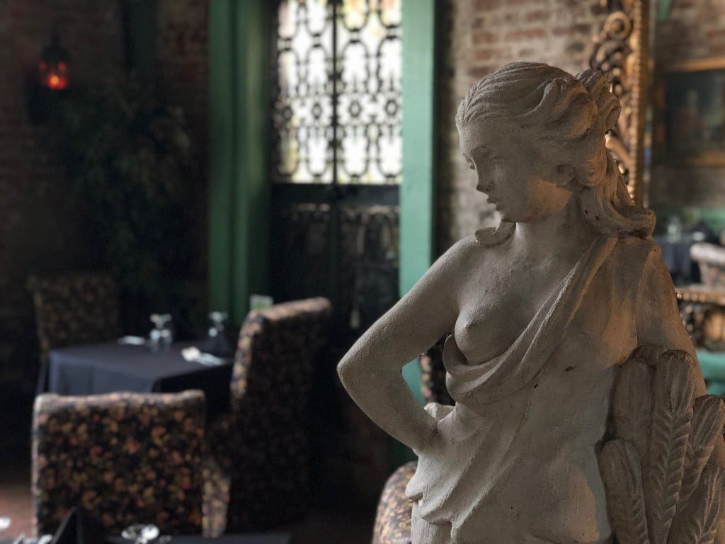 Cedar Grove Inn Mansion - Statue in Dining Area - Creepy and Haunted Stories of Ghosts Vicksburg, Mississippi