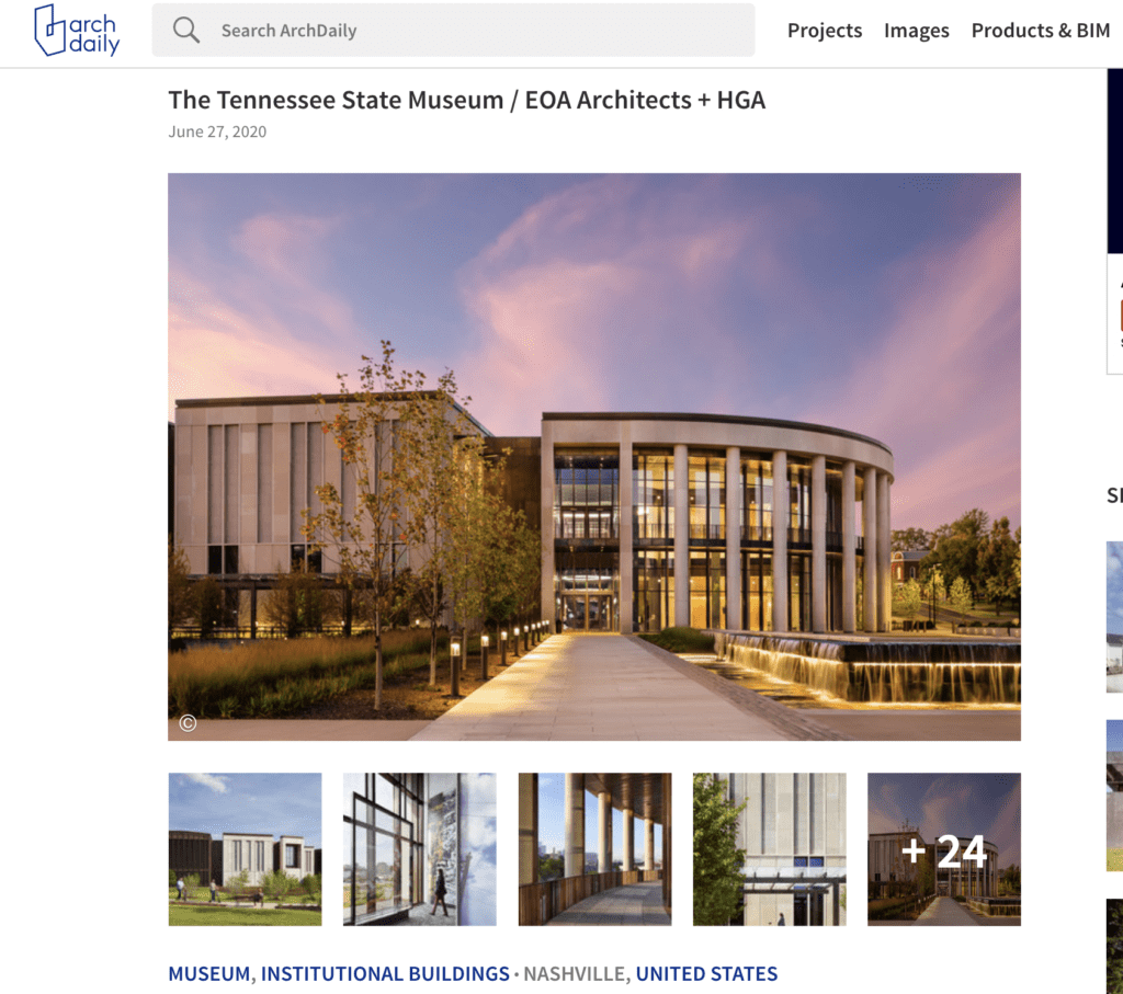 Tennessee State Museum as photographed by Seth Parker Featured in Arch Daily