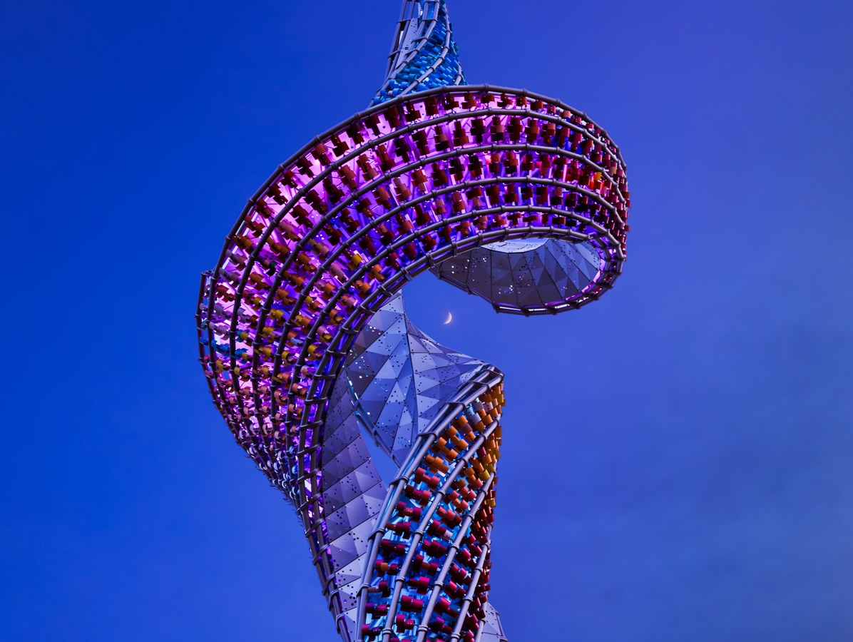 Skylume in Huntsville and the moon wanted to be part of the shoot. #art #architecturalphotography